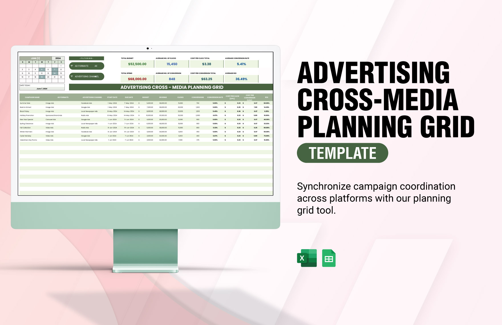 Advertising Cross-Media Planning Grid Template