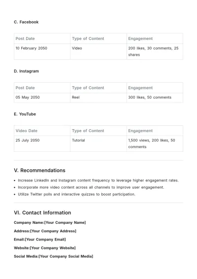 Free B2B Social Media Report Template to Edit Online