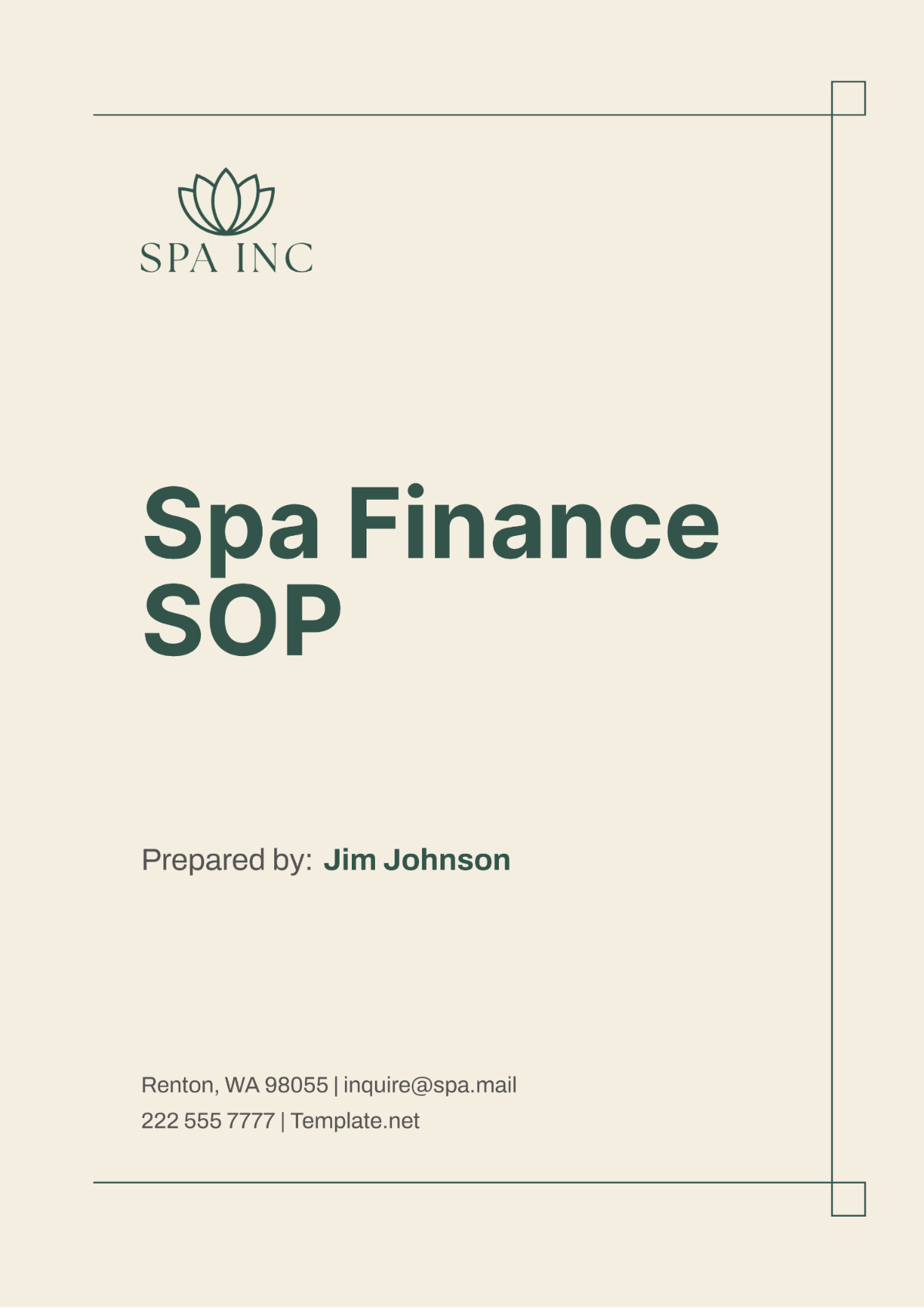 Spa Finance SOP Template - Edit Online & Download