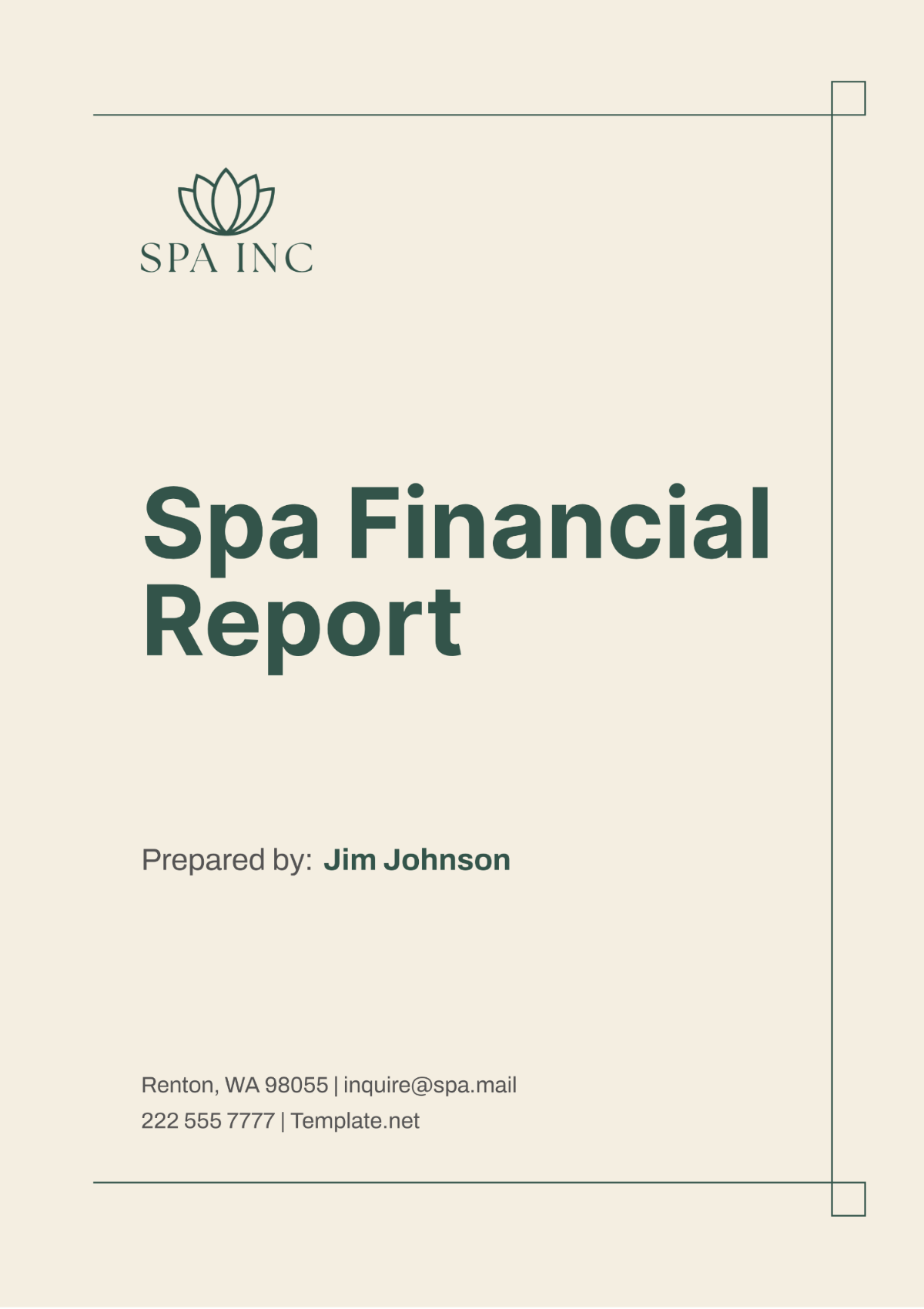 Spa Financial Report Template - Edit Online & Download