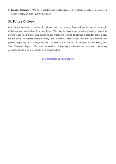 Free Spa Financial Report Template to Edit Online