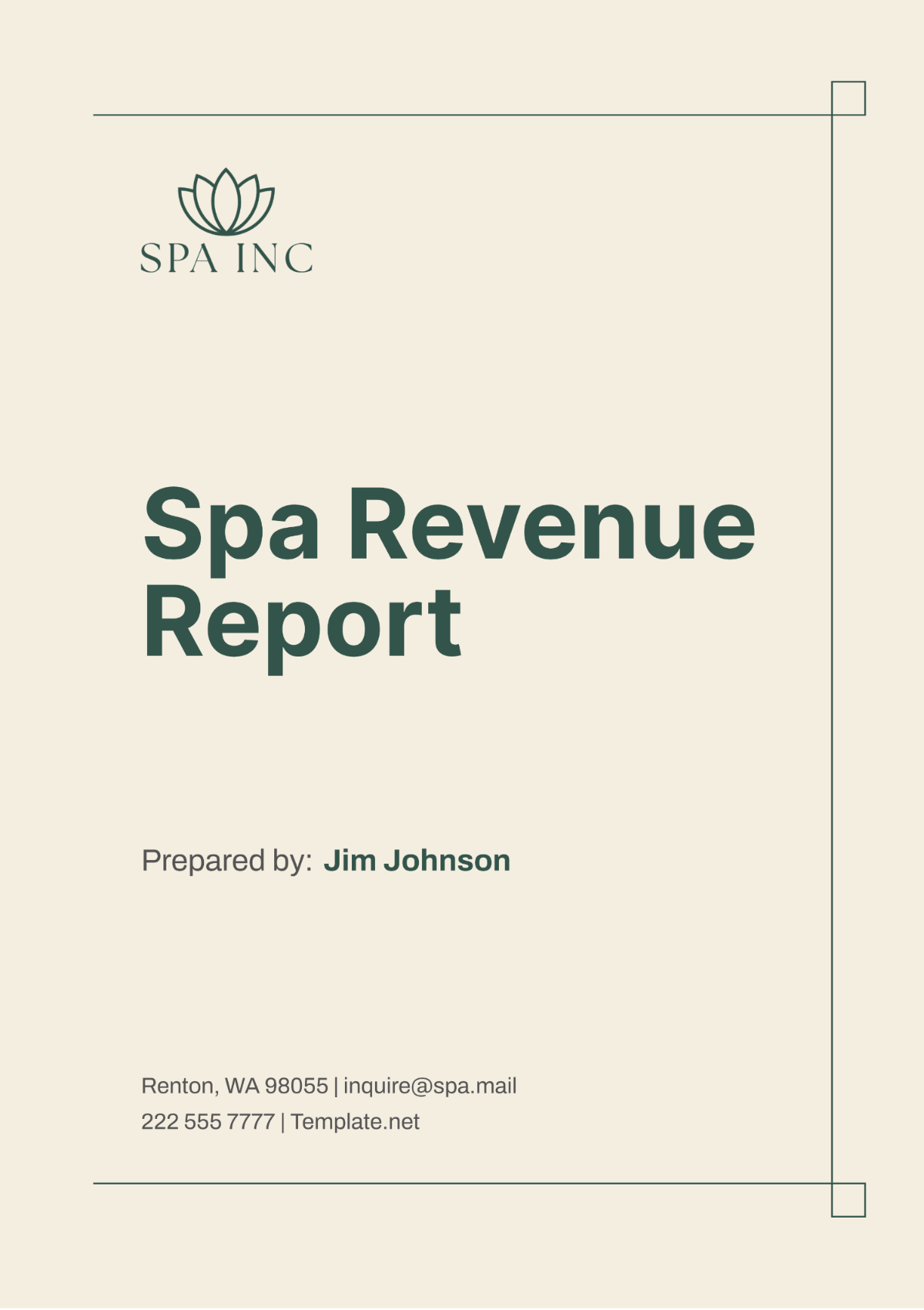 Spa Revenue Report Template - Edit Online & Download