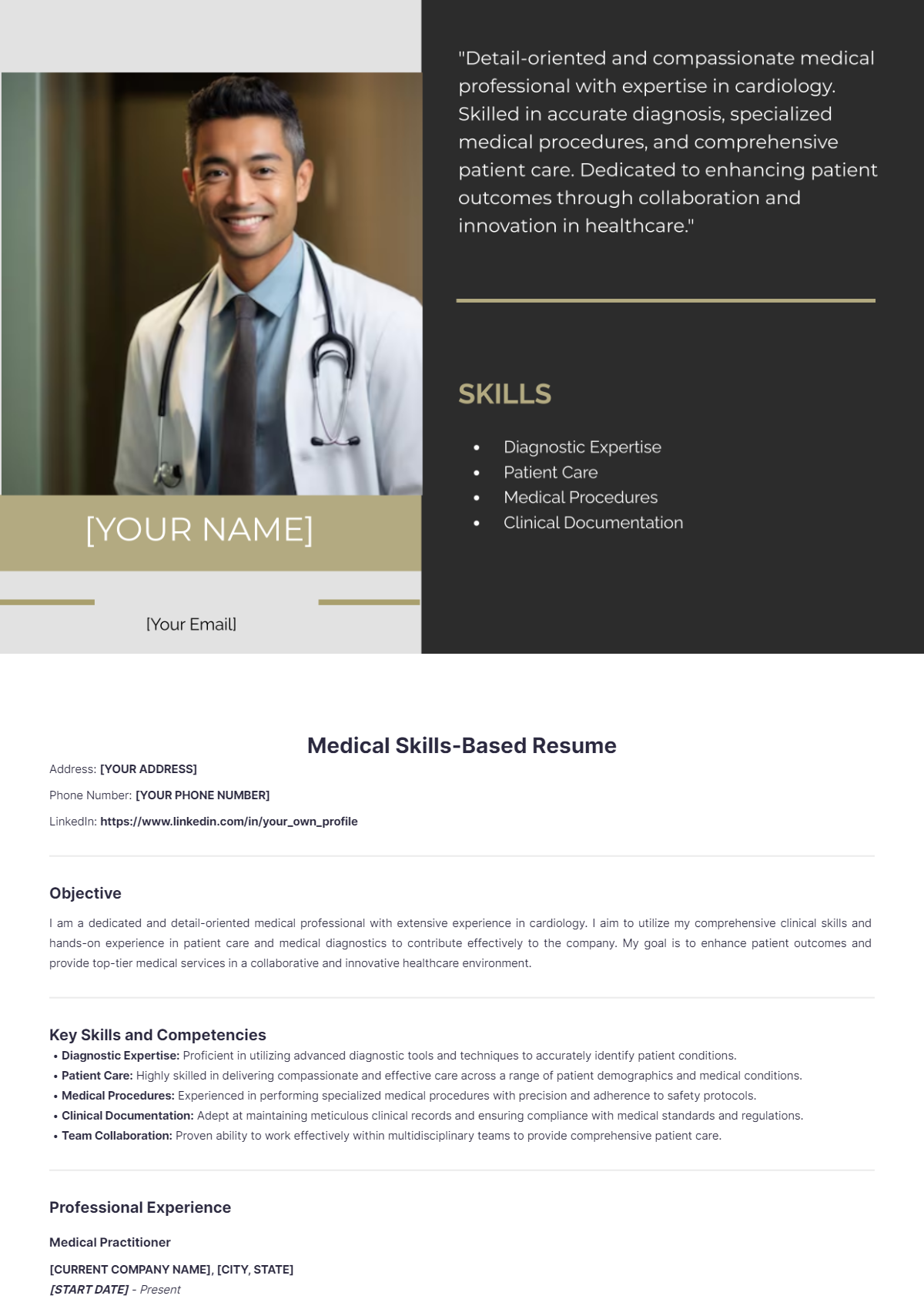 Medical Skills-Based Resume - Edit Online & Download