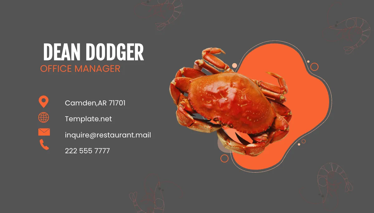 Free Seafood Restaurant Business Card Template to Edit Online