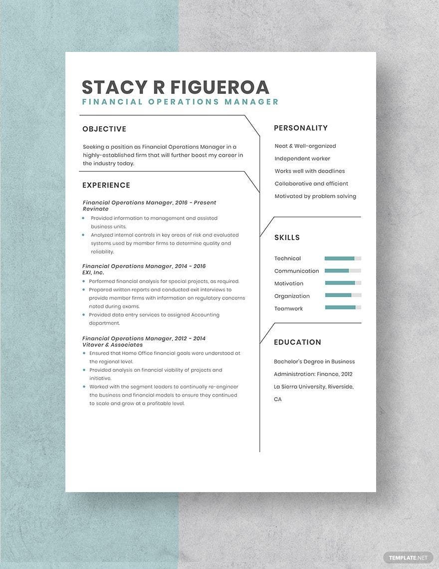 Financial Operations Manager Resume