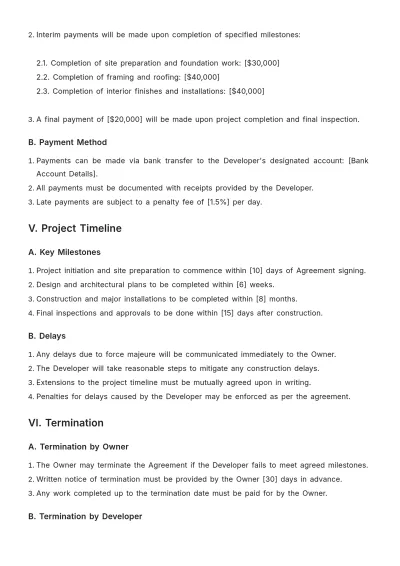 Free Cafe Development Agreement Template to Edit Online