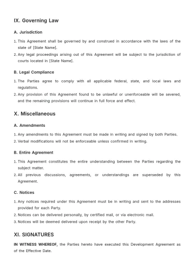 Free Cafe Development Agreement Template to Edit Online
