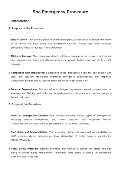 Free Spa Emergency Procedure Template to Edit Online