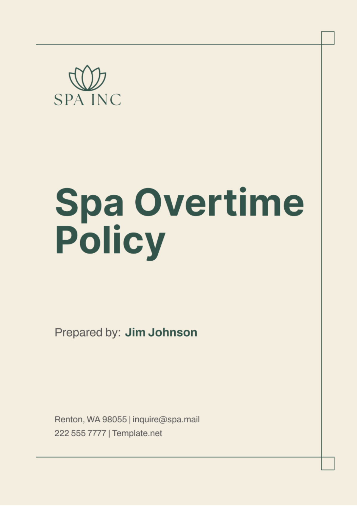 Spa Overtime Policy Template - Edit Online & Download