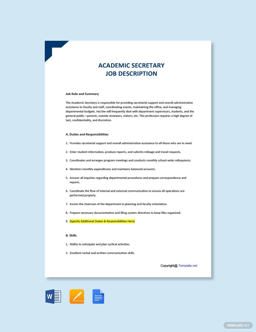 School Secretary Job Description