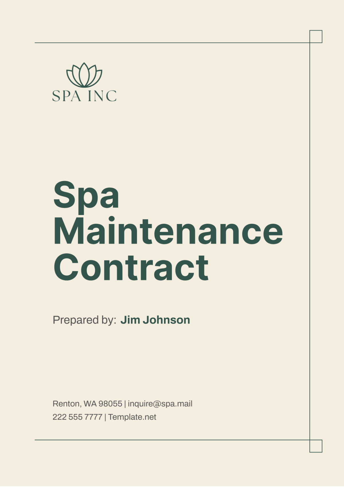 Spa Maintenance Contract Template - Edit Online & Download