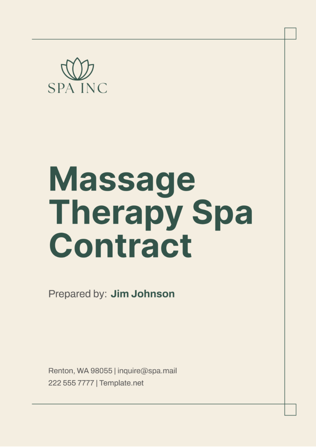 Massage Therapy Spa Contract Template - Edit Online & Download