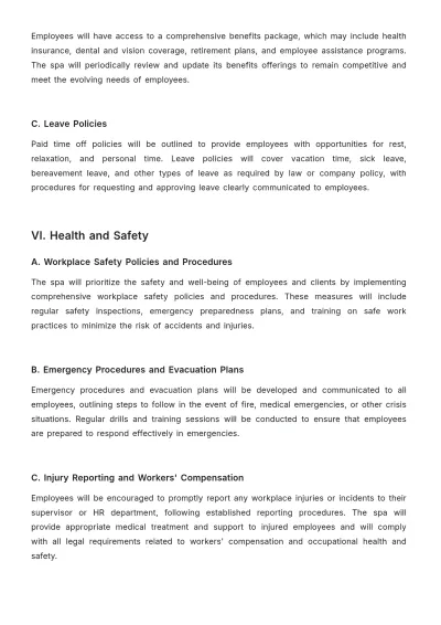 Free Spa HR Procedure Template to Edit Online