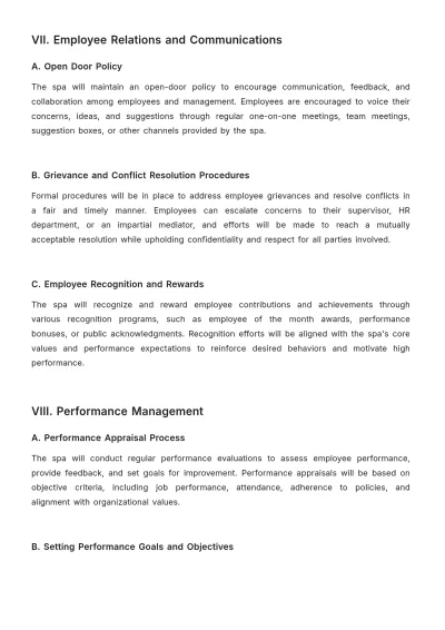 Free Spa HR Procedure Template to Edit Online