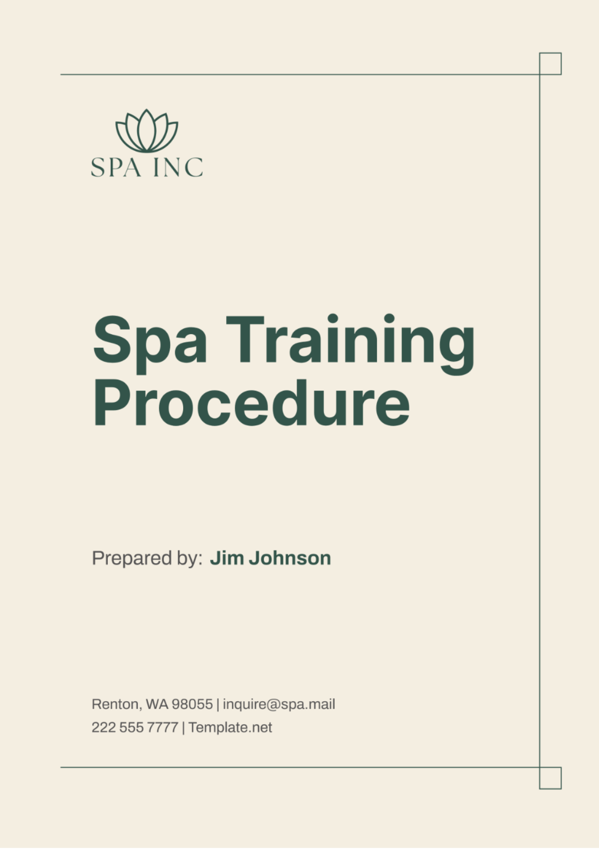 Spa Training Procedure Template - Edit Online & Download