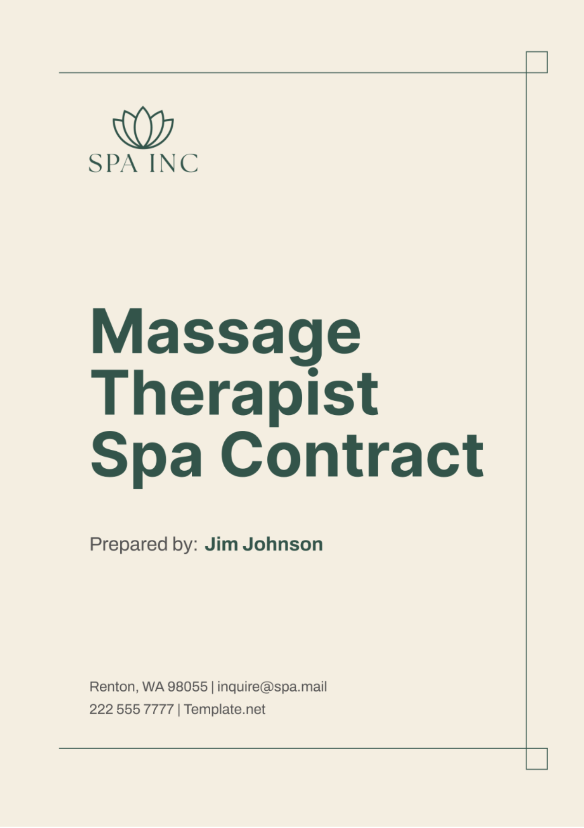 Massage Therapist Spa Contract Template - Edit Online & Download