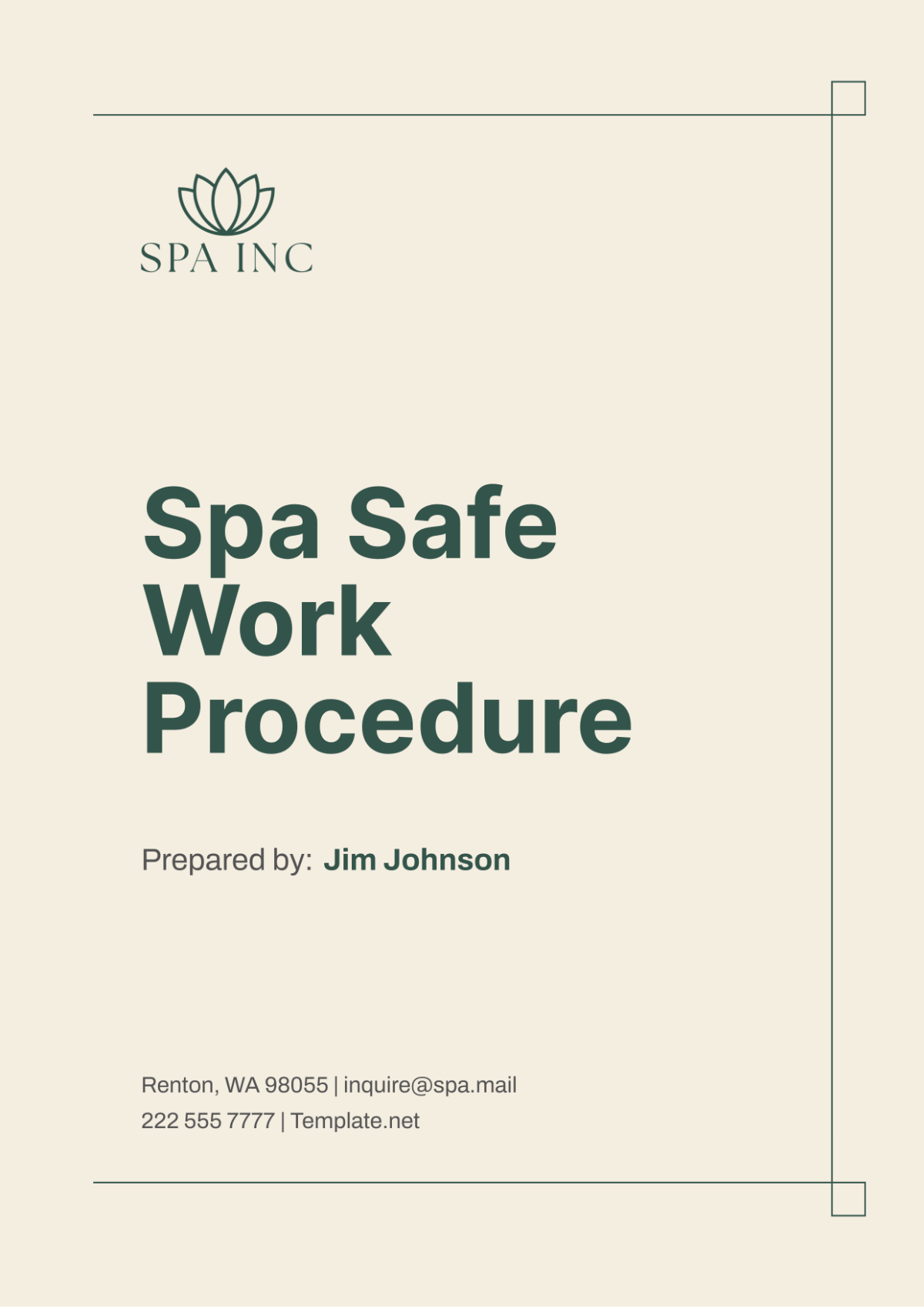 Spa Safe Work Procedure Template - Edit Online & Download