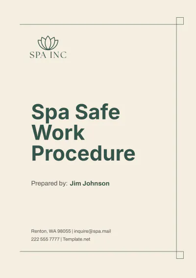 Free Spa Safe Work Procedure Template to Edit Online