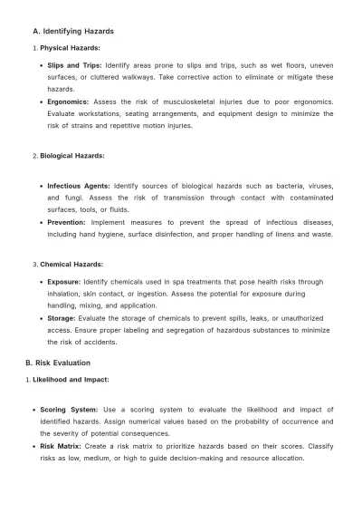 Free Spa Safe Work Procedure Template to Edit Online