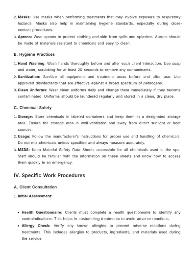Free Spa Safe Work Procedure Template to Edit Online