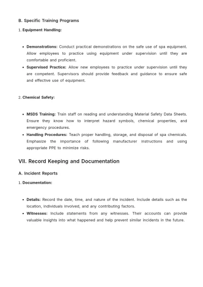 Free Spa Safe Work Procedure Template to Edit Online