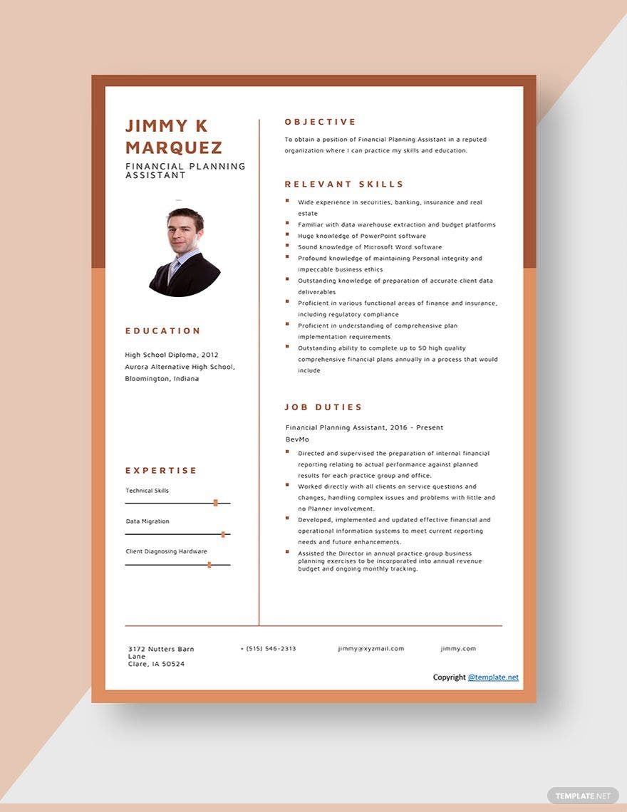 Financial Planning Assistant Resume