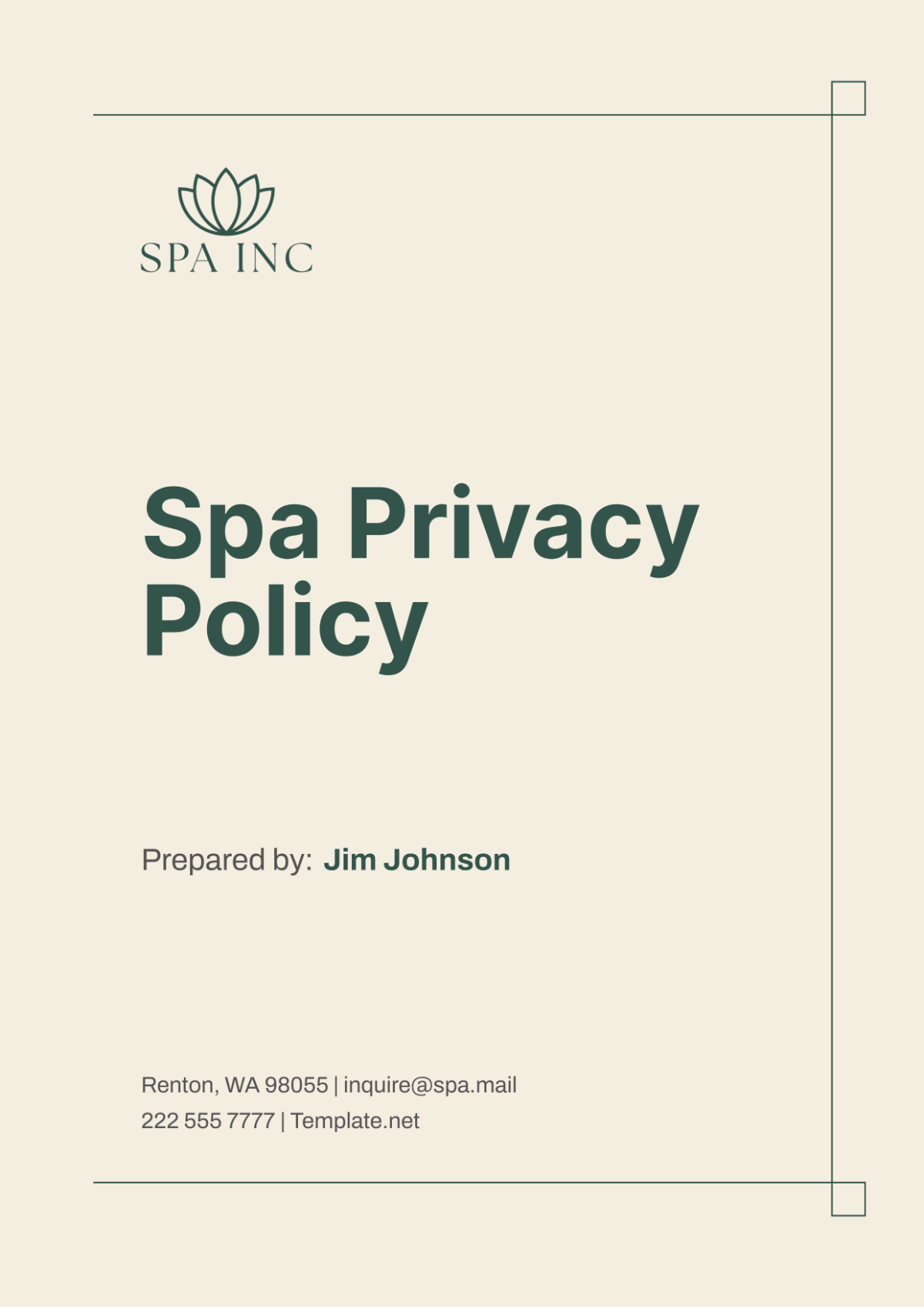 Spa Privacy Policy Template - Edit Online & Download