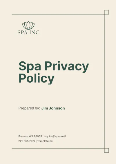 Free Spa Privacy Policy Template to Edit Online