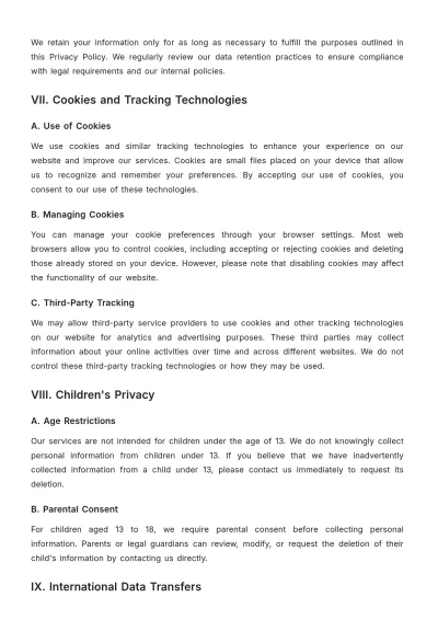 Free Spa Privacy Policy Template to Edit Online