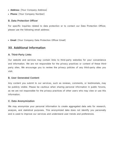 Free Spa Privacy Policy Template to Edit Online