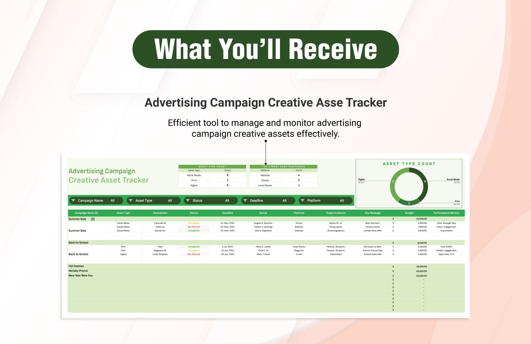 Advertising Campaign Creative Asset Tracker Template