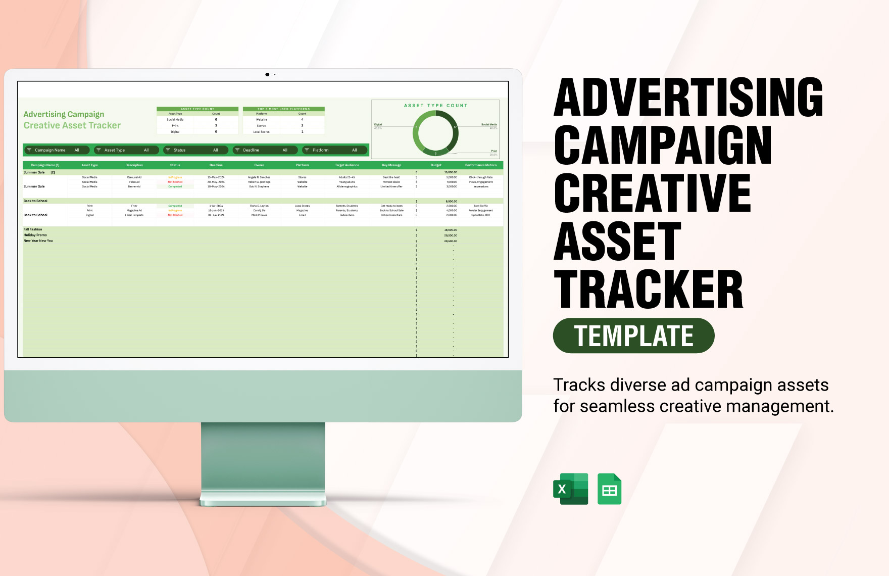 Advertising Campaign Creative Asset Tracker Template