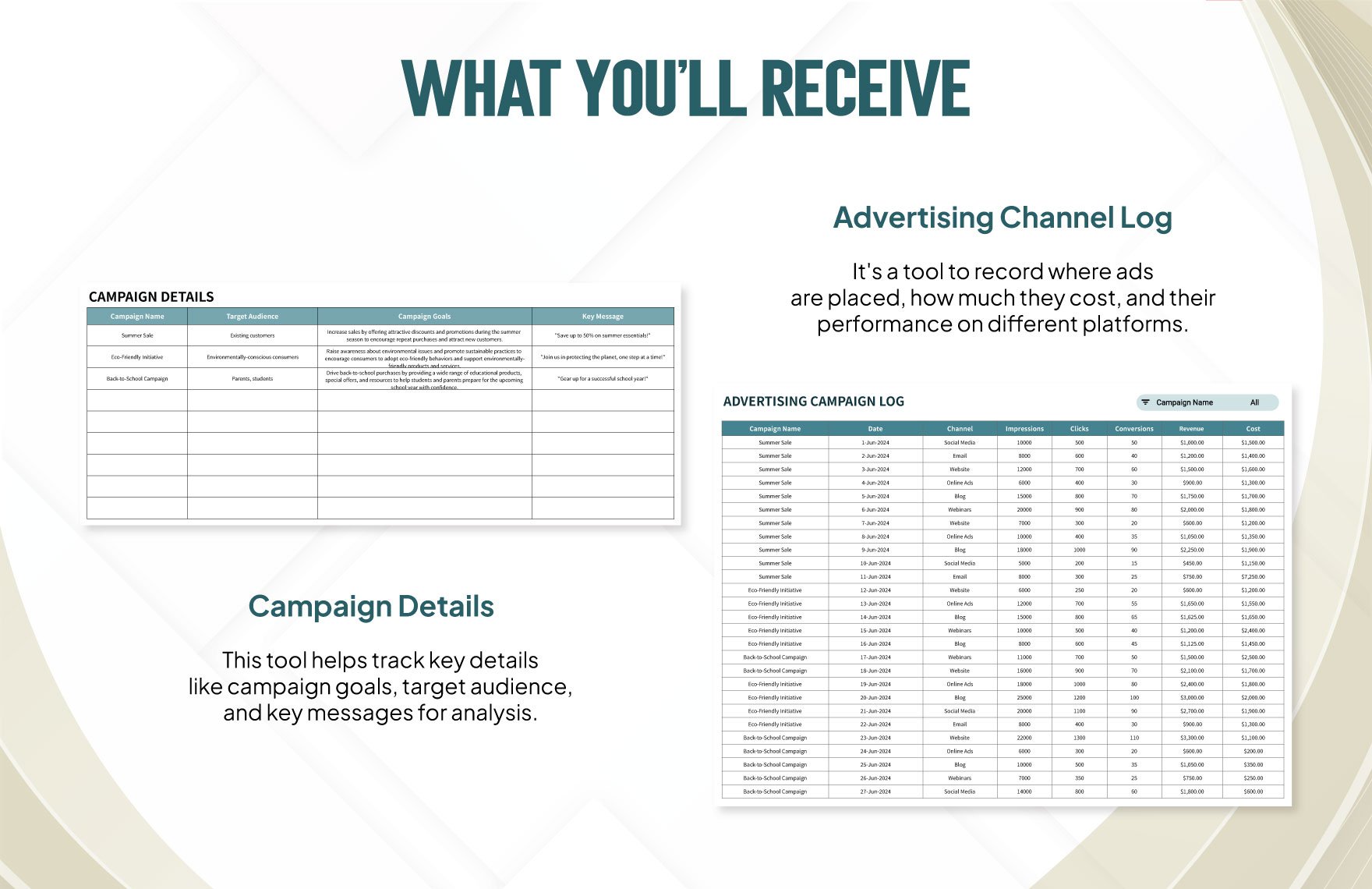 Advertising Digital Campaign Tracking Sheet Template