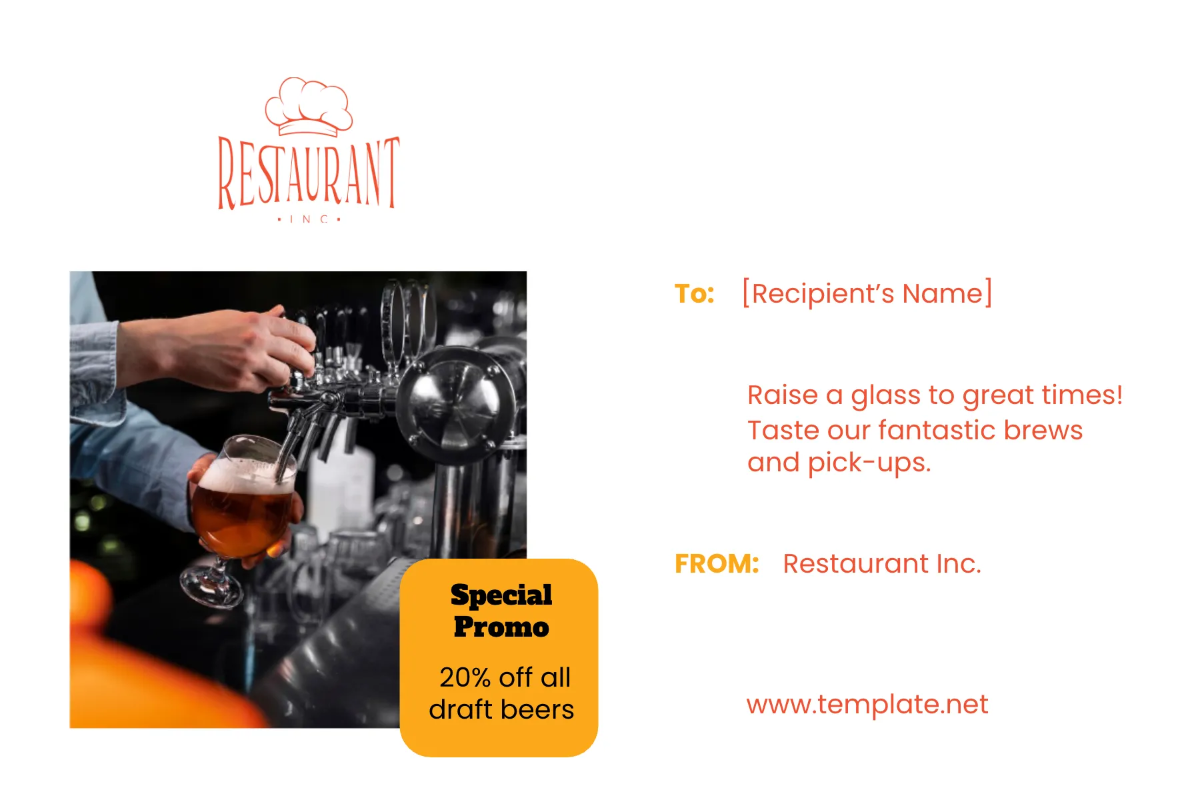 Free Pub Restaurant EDDM Postcard Template to Edit Online