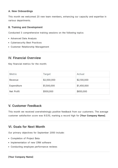Free Month End Report Template to Edit Online