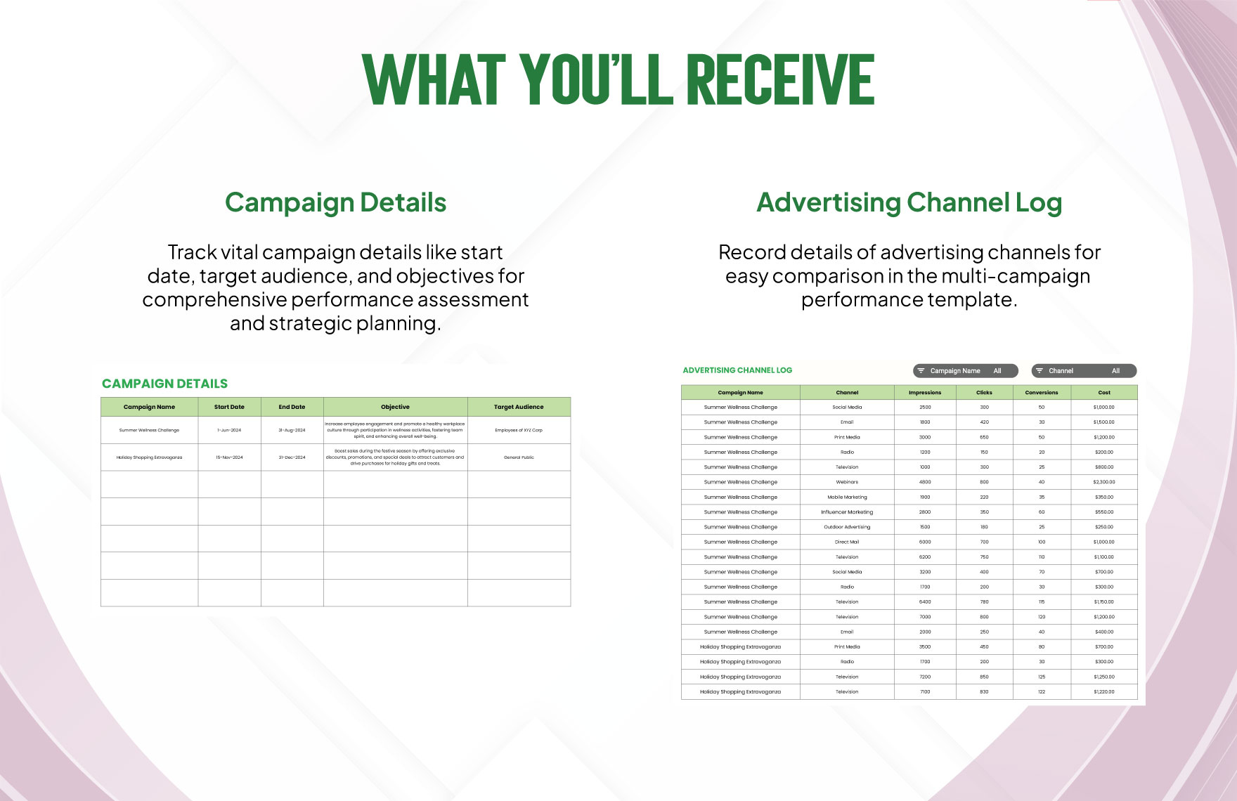 Advertising Multi-Campaign Performance Comparison Template