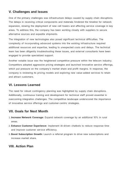 Free Company Monthly Report Template to Edit Online