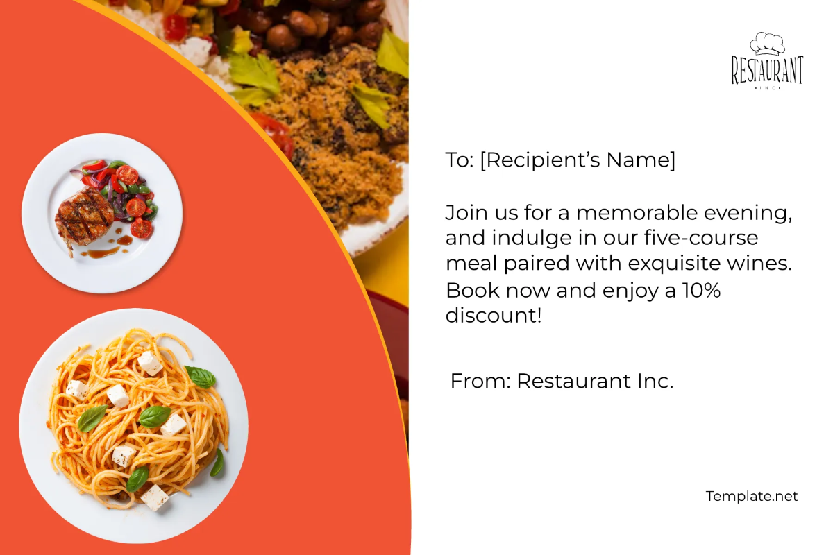Free Restaurant Special Event Postcard Template to Edit Online