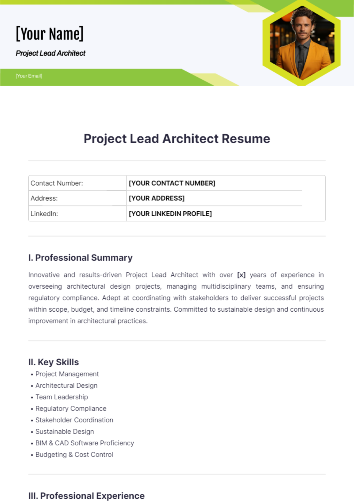 Project Lead Architect Resume - Edit Online & Download