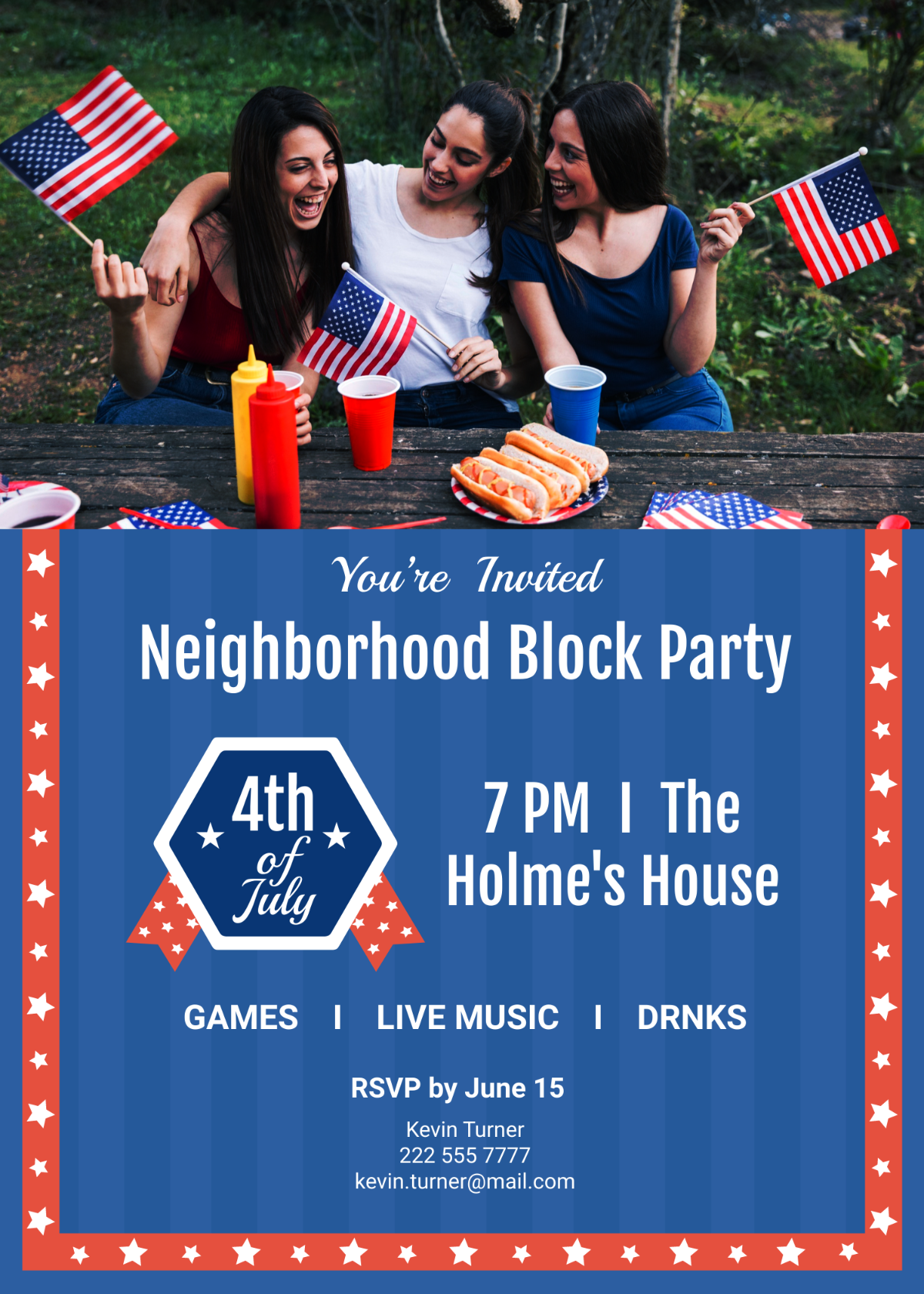 4th of July Block Party Invitation Template - Edit Online & Download