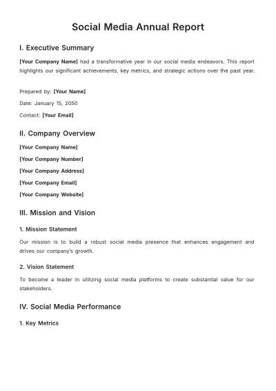 Free Social Media Annual Report Template to Edit Online