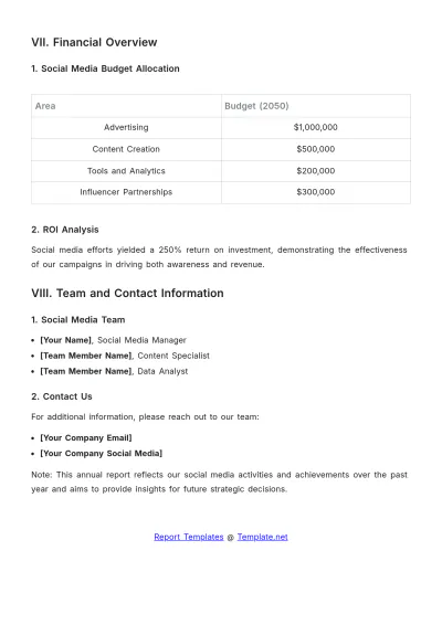 Free Social Media Annual Report Template to Edit Online