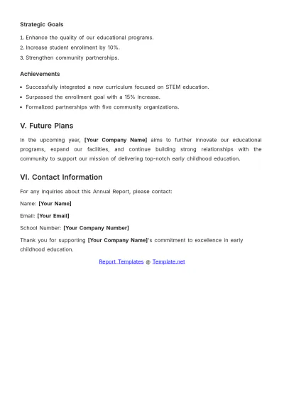 Free Preschool Annual Report Template to Edit Online