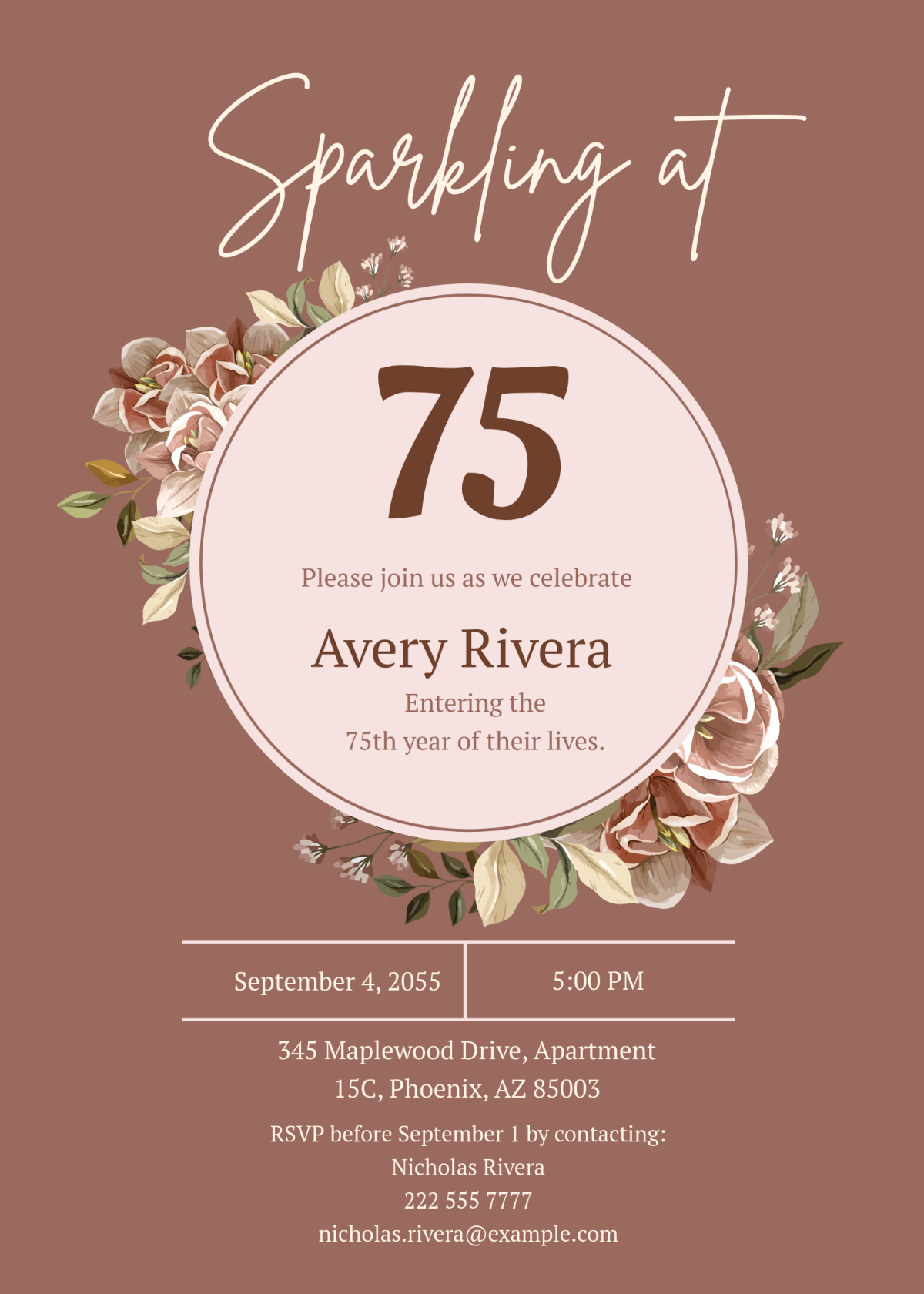 Free 75th Birthday Invitation Template - Edit Online & Download | Template.net
