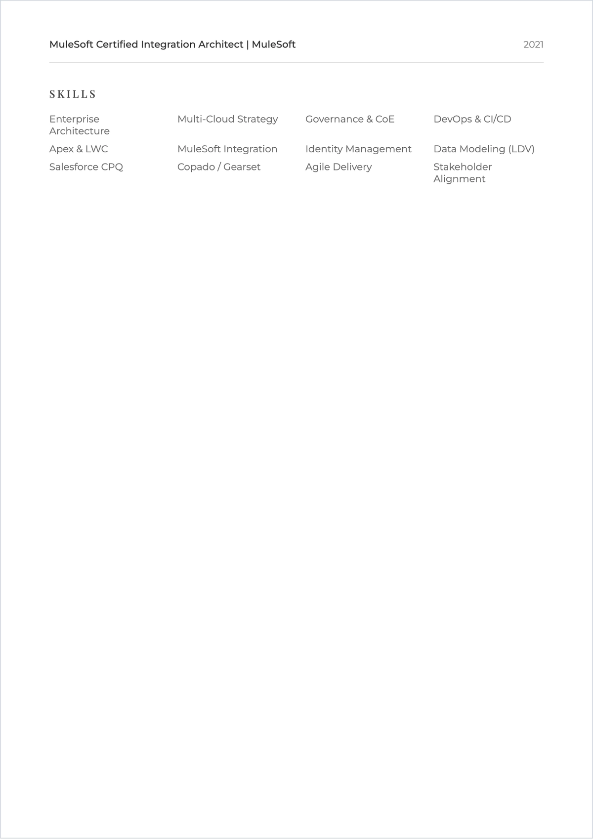 Free Salesforce Architect ATS Resume Template, AI Resume Builder