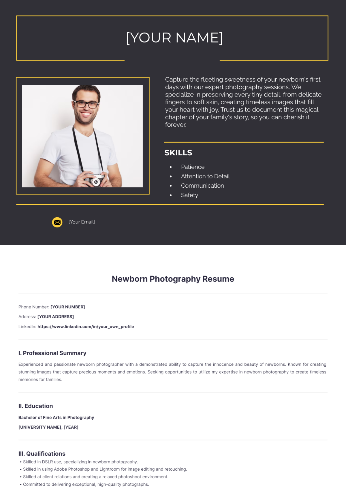 Newborn Photography Resume - Edit Online & Download