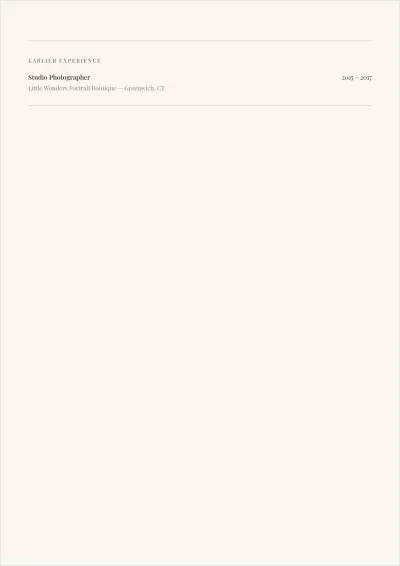 Free Maternity Photographer ATS Resume Template, AI Resume Builder