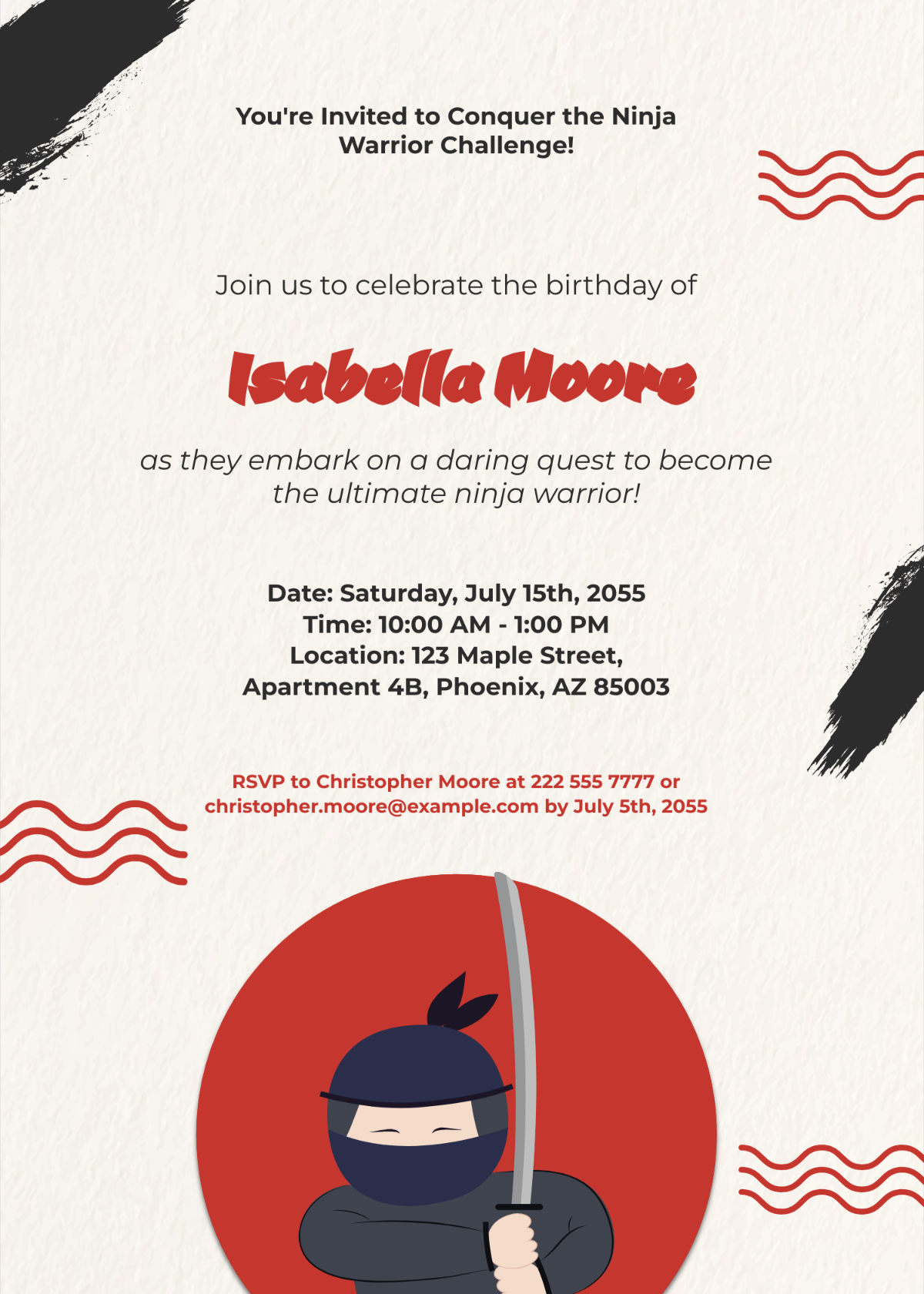 Ninja Warrior Birthday Invitation
