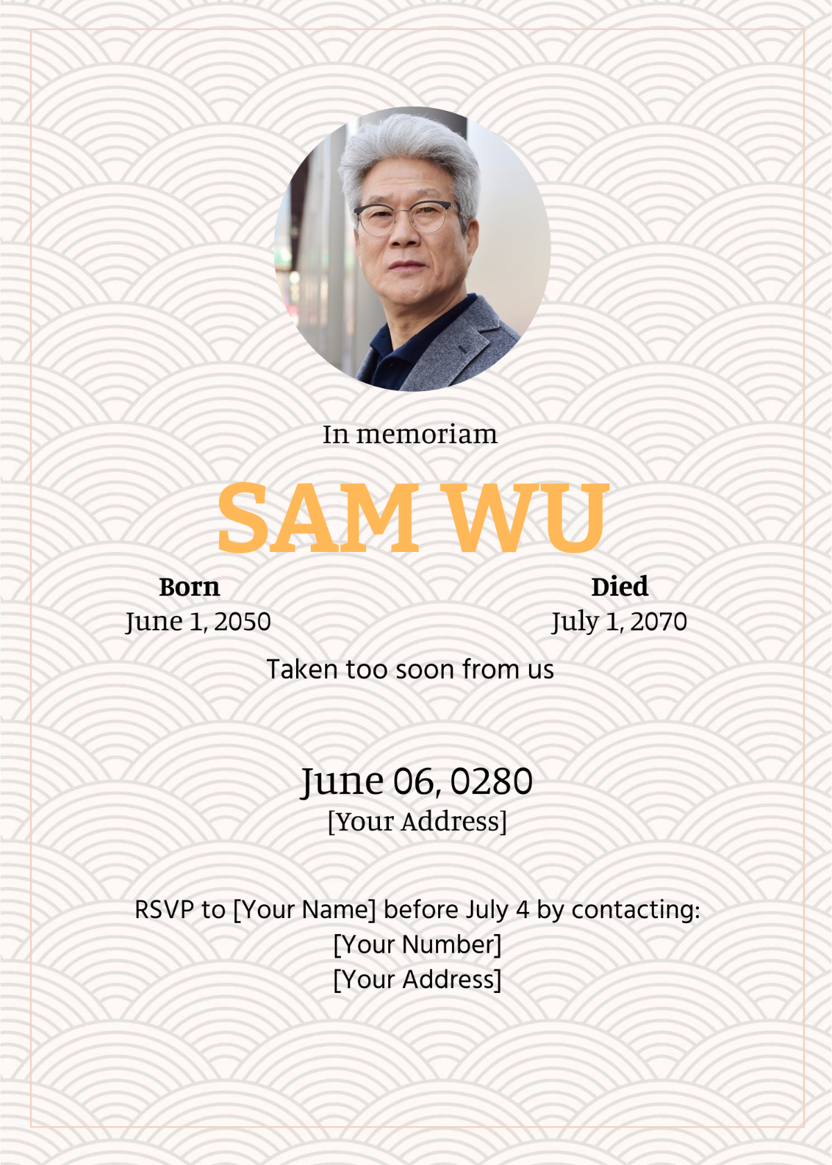Chinese Funeral Invitation