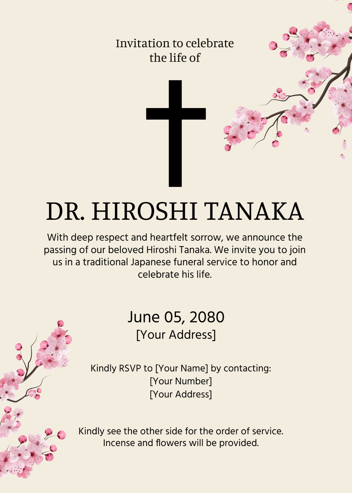 Japanese Funeral Invitation